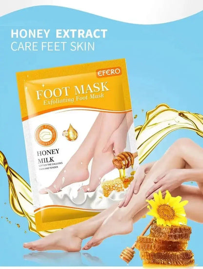 Honey Foot Mask – 1 Pair for Dead Skin & Callus Removal, Exfoliating Foot Treatment, Whitening Foot Spa & Skin Care Tool