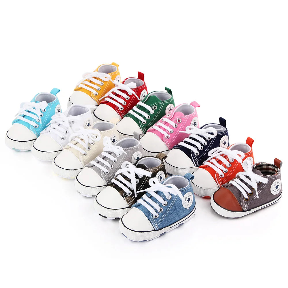 New Baby Shoes for Boys & Girls – Classic Canvas Casual Sneakers, Soft Sole Non-Slip Toddler Walkers D2486