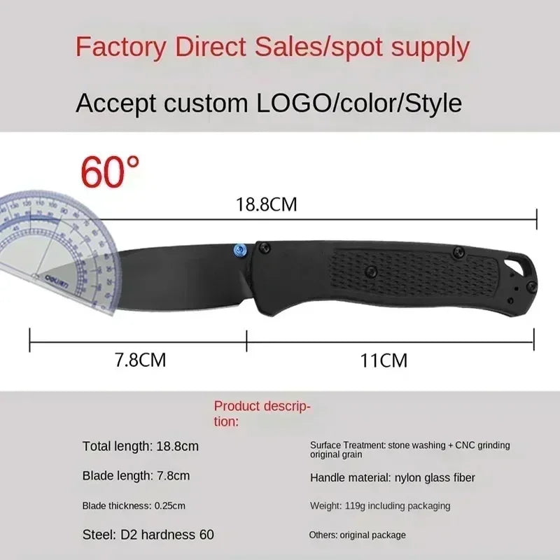 BM Bugout EDC Folding Pocket Knife – Black/White Blade Tactical Survival Knife for Outdoor, Rescue & Everyday Carry