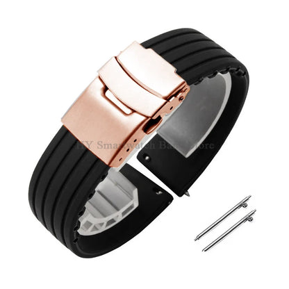 Quick Release Silicone Watch Strap 18–24mm – Sport Rubber Band for Huawei Watch GT2/3/4, Omega, Seiko, Fossil