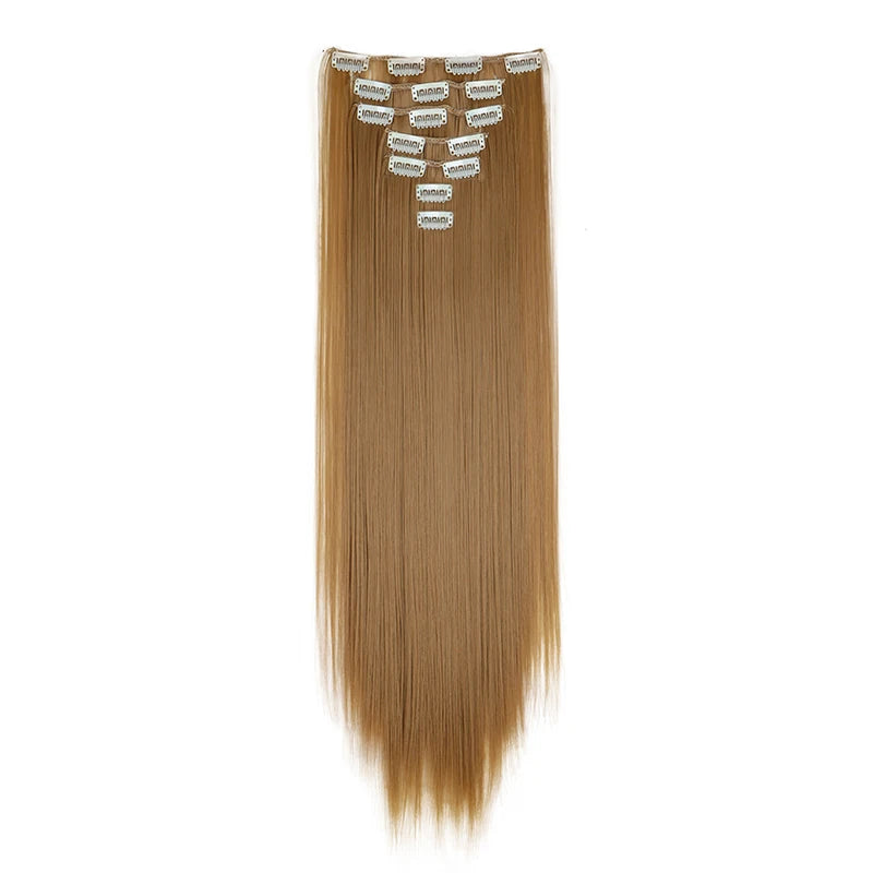 WIGSIN 24-Inch Straight Hair Extensions - 7-Piece Clip-In Synthetic Hair Set for Women