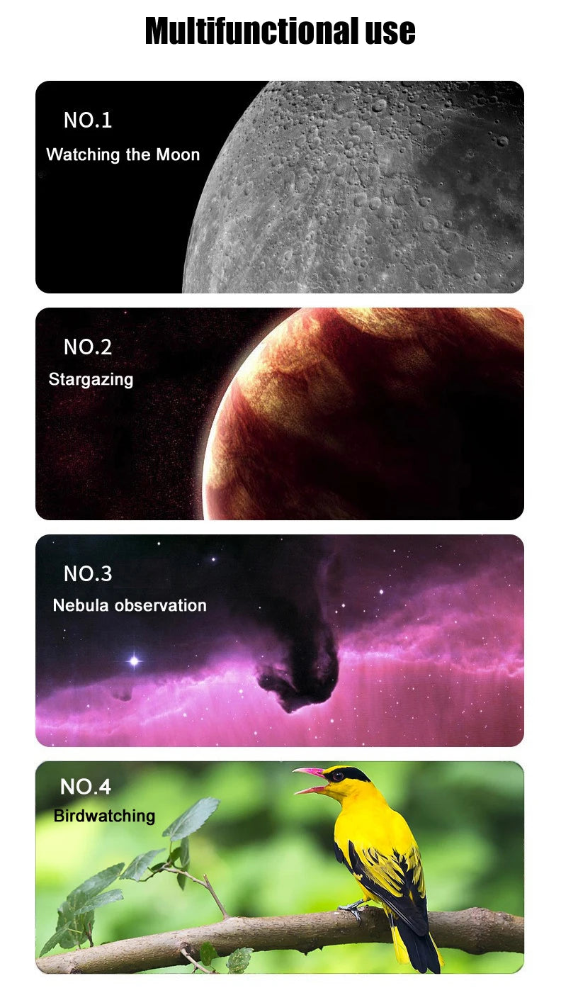 BORWOLF 40070 Professional Astronomical Telescope - 333X High-Definition Monocular for Moon, Stars & Bird Watching