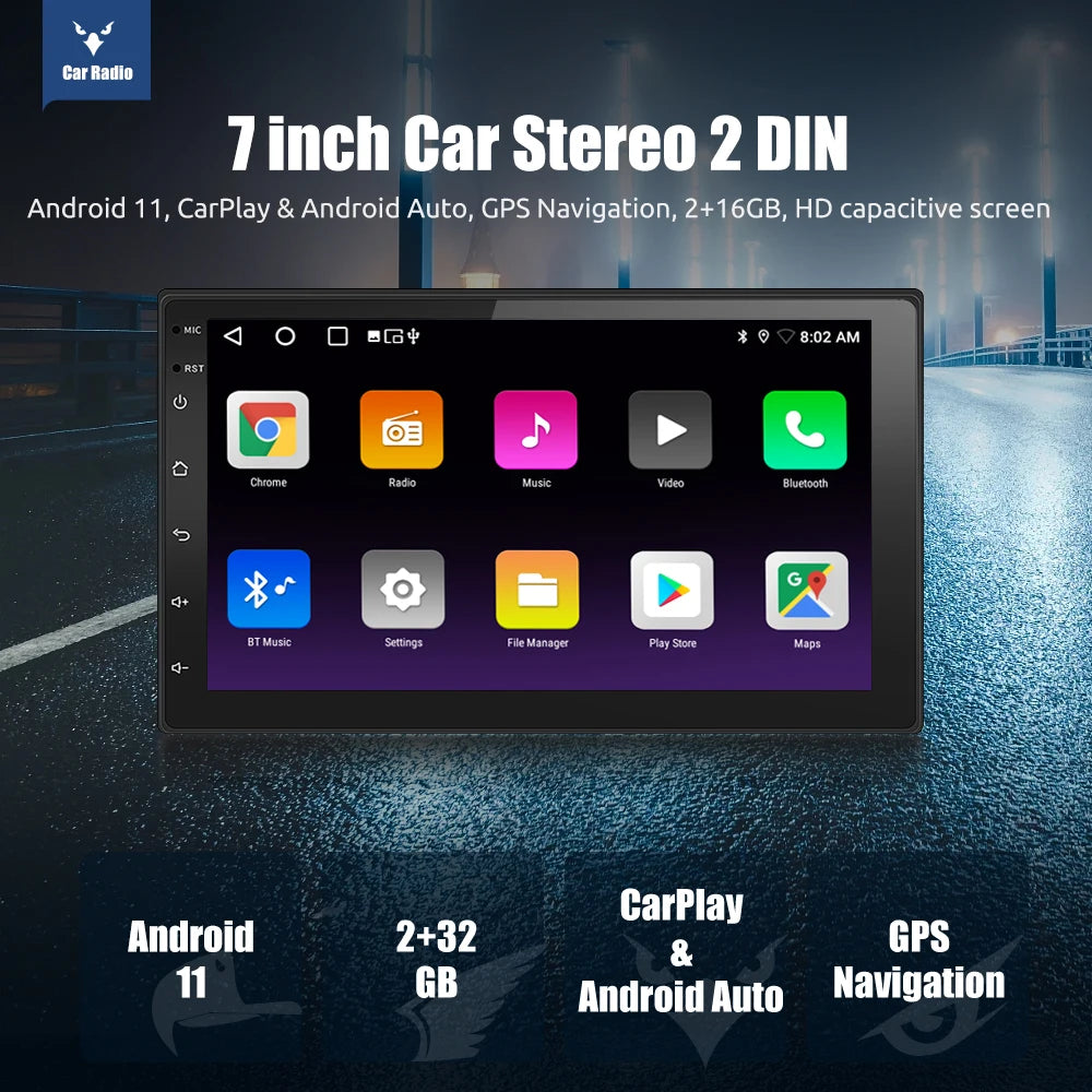 ESSGOO 2-Din Android Car Radio — 7/9/10" CarPlay Multimedia Player with GPS, Stereo Video Player for Tesla-Style, Nissan & Hyundai