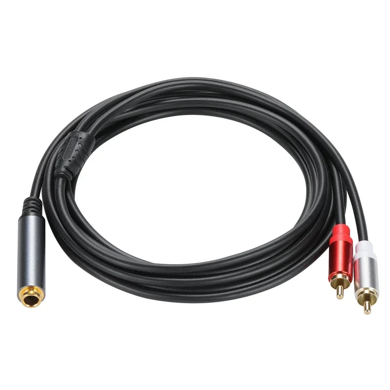 Gold Plated 6.35mm TRS Female to Dual RCA Male Audio Adapter Cable – Metal Shell Stereo 2RCA to 1/4 Inch Jack Conversion Cord