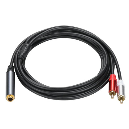 Gold Plated 6.35mm TRS Female to Dual RCA Male Audio Adapter Cable – Metal Shell Stereo 2RCA to 1/4 Inch Jack Conversion Cord