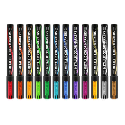 DSPIAE MKA Super Metallic Brush Marker Pens – Water-Based Eco-Friendly Paint Pens (Pink, Orange, Red, Blue, Green, Silver, Gold)