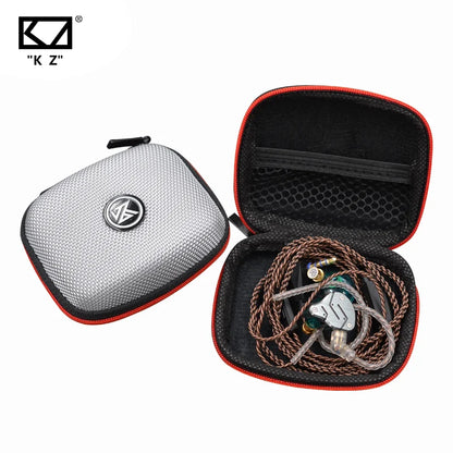 KZ Original PU Zipper Earphone Storage Bag – Portable Black Case for Earbuds, Accessories, and Cards