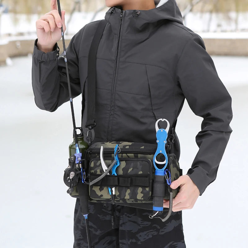 Fishing Tackle Bags Waist Fanny Pack – Utility Storage for Fishing Lures, Line Box | Outdoor Camping Shoulder Crossbody Bag