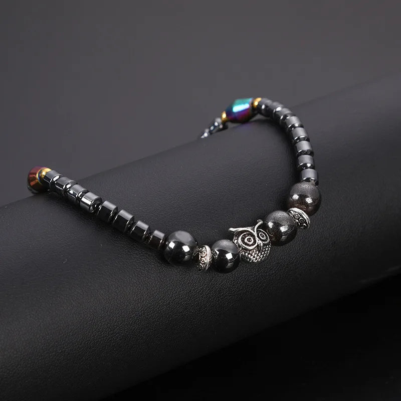 Weight Loss Magnet Anklets: Owl Animals Stone Magnetic Therapy Bracelets for Women Men - Pain Relief, Slimming Health Jewelry