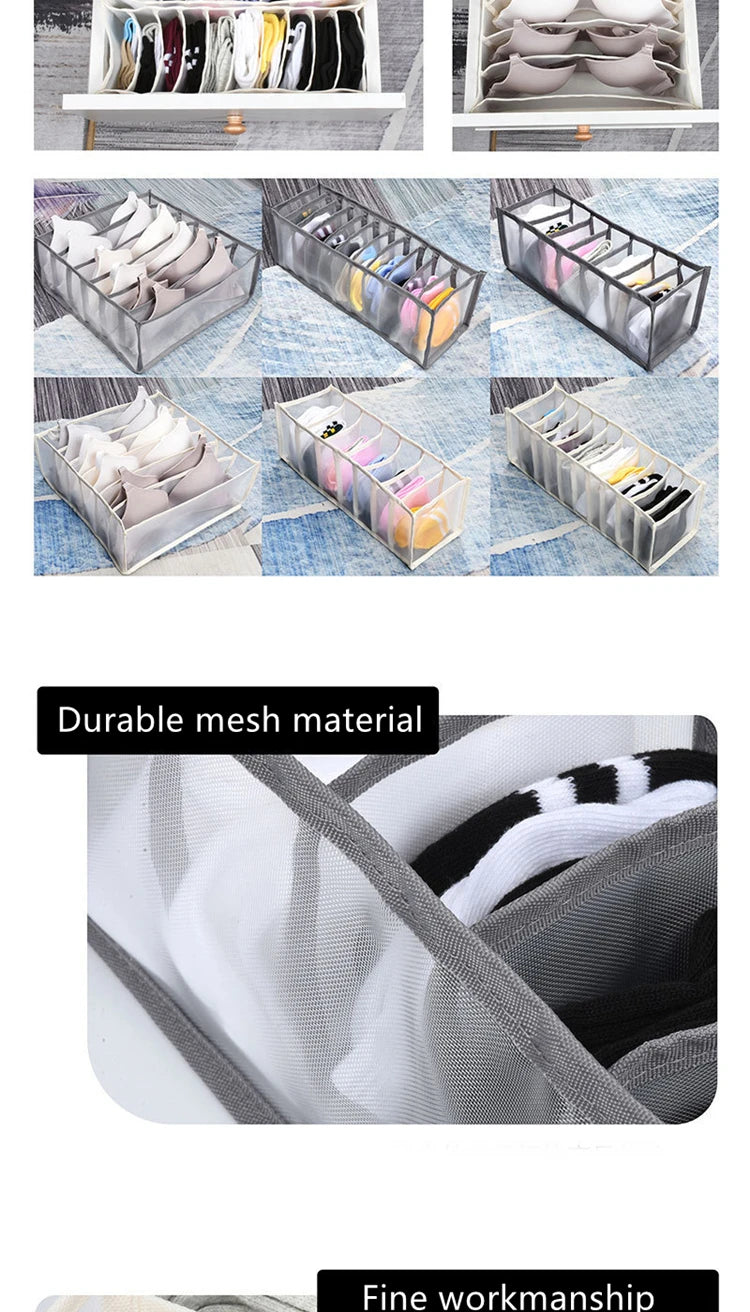 Underwear & Socks Organizer Box – Drawer Dividers for Bras, Pants, Scarves, Ties, Jeans, and Clothing Storage