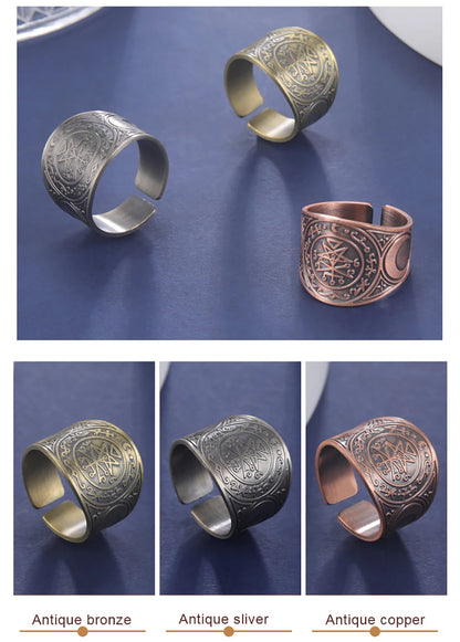 Dawapara 7 Archangels Protection Ring – Metatron Cube, Lilith Symbol, King Solomon Secrets Vintage Amulet Jewelry
