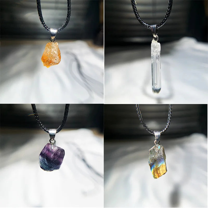Uruguay Amethyst Rough Stone Pendant - Chakra Halo Amethyst Gemstone Necklace for Energy Healing and Birthstone Jewelry