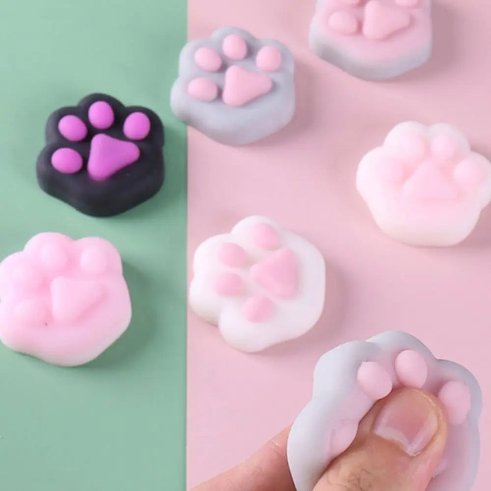 Mini Cat Paw Squeeze Toy - Silicone Pinch Decompression Fidget | Plush TPR Sensory Toy for Kids and Adults