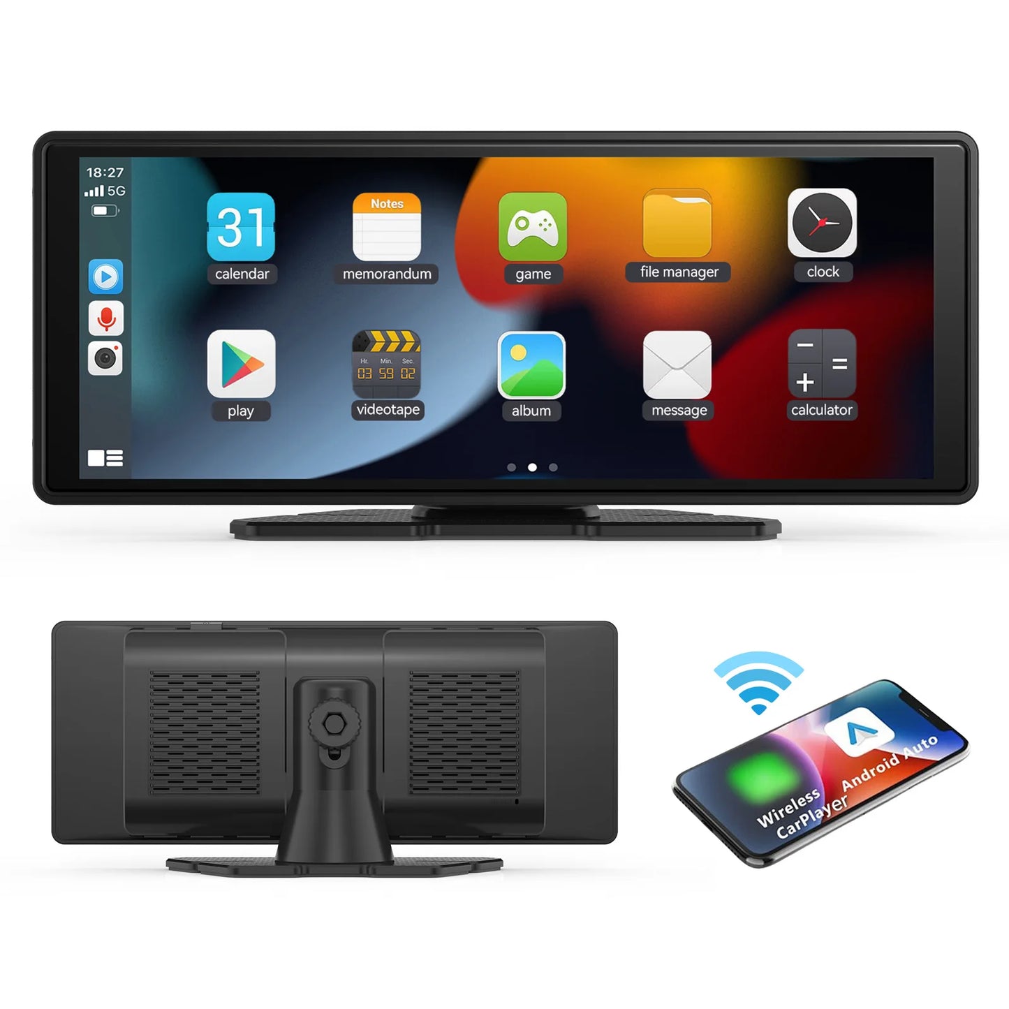 Portable Wireless CarPlay Car Stereo 10.26-Inch HD Touchscreen - Android Auto, Mirror Link & Backup Camera Support