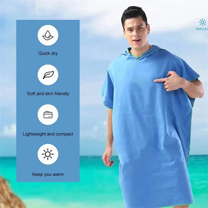Microfiber Hooded Towel for Men & Women – Quick Dry Changing Robe, Beach, Swim & Travel Poncho Bathrobe