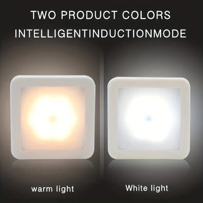 Smart LED Motion Sensor Night Light – Battery-Powered Wall-Mounted Warm & White Light for Bedroom & Corridor