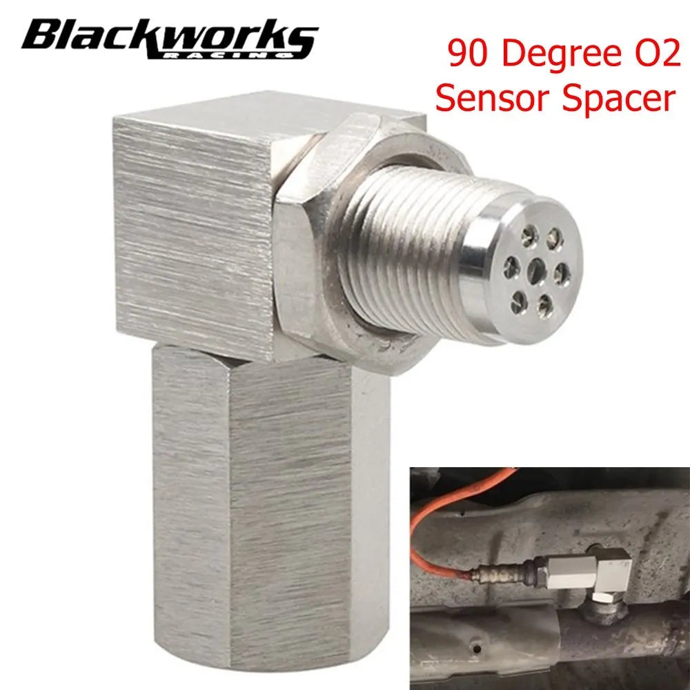Universal O2 Sensor Bung Extension – 90-Degree Catalytic Converter Spacer, Oxygen Sensor Extender for P0420 P0430, Silver