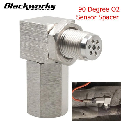 Universal O2 Sensor Bung Extension – 90-Degree Catalytic Converter Spacer, Oxygen Sensor Extender for P0420 P0430, Silver