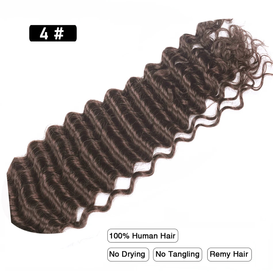 Pre-Colored Brazilian Deep Wave Bulk Human Hair - No Weft, Remy Hair Extensions, 14-28 Inch for Crochet Braids