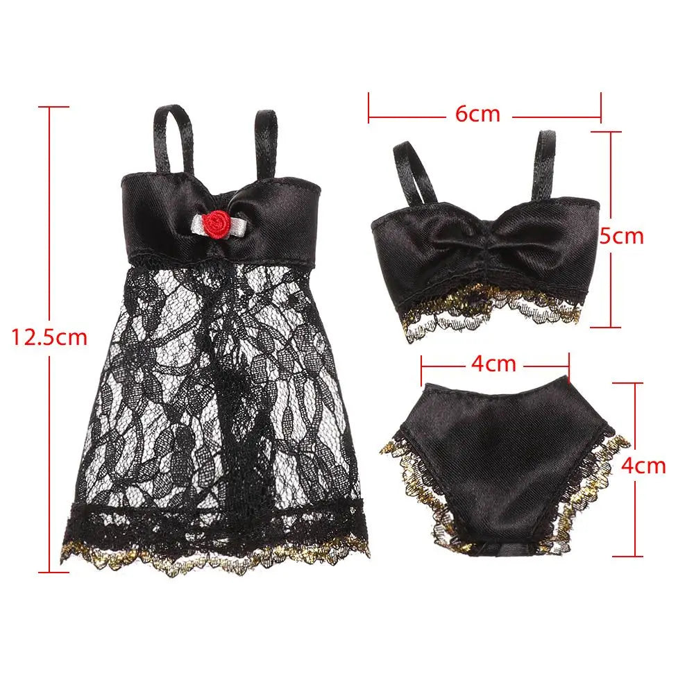 Soft Lace Underwear for 30cm Dolls – Bra & Briefs for Blythe 1/6 BJD Dolls, Dollhouse Kids Toy Clothing