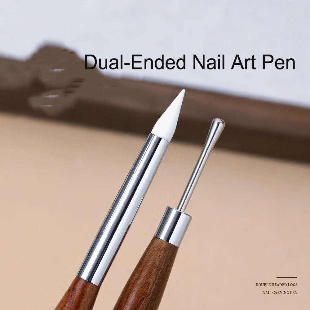Double-Ended Nail Art Brush - Silicone Carving, Painting & Gel Polish DIY Manicure Tool