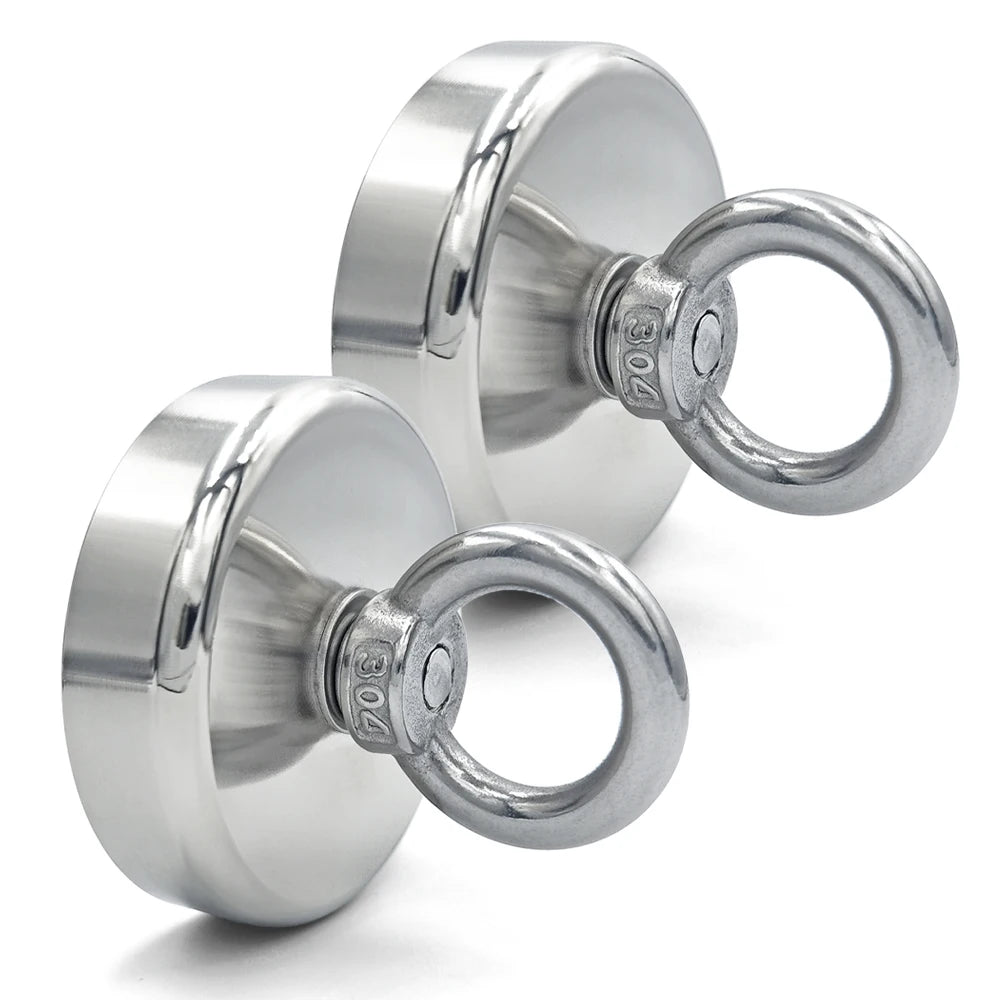D16~D42mm Super Strong Neodymium Fishing Hook Magnet — N52 Heavy Duty Rare Earth Eyebolt with Countersunk Hole for Salvage
