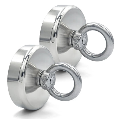 D16~D42mm Super Strong Neodymium Fishing Hook Magnet — N52 Heavy Duty Rare Earth Eyebolt with Countersunk Hole for Salvage