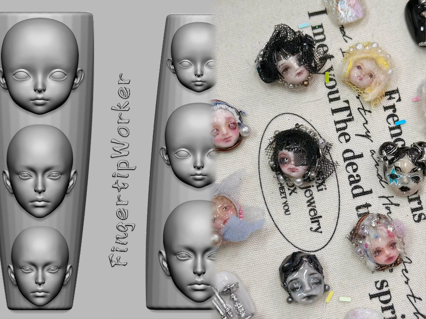 Snake Lolita Bow, Mushroom, Rose, Lotus, Bear 3D Acrylic Nail Mold - DIY Silicone Nail Decorations & Nail Art Products