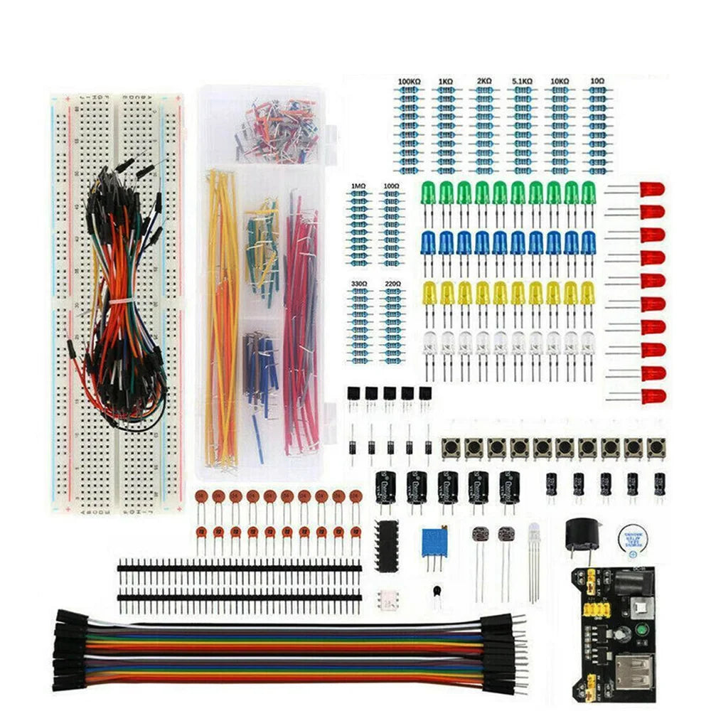 830-Piece Arduino UNO R3 DIY Starter Kit - Electronic Components Set with Solderless Breadboard for STEM Projects and Prototyping