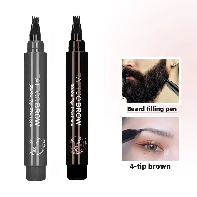 4-Tip Beard Filler Pen – Long-Lasting Beard & Mustache Enhancer for Hair Coloring, Shaping & Eyebrow Definition Tool
