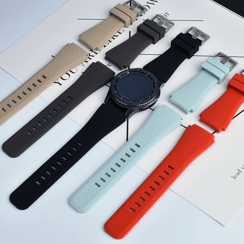 20mm/22mm Silicone Watch Strap for Samsung Galaxy Watches - Replacement Bracelet for Galaxy Watch 4, 5, 5 Pro, 6 Classic, 46mm, Watch 3, Active 2, S3 & S2
