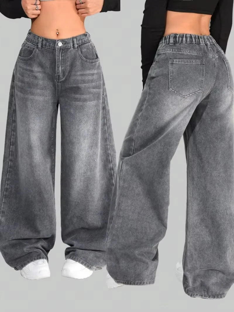 Streetwear Multi-Pocket Baggy Jeans – Y2K Hip-Hop Harajuku High-Waist Wide Pants for Men & Women