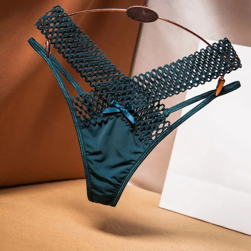Women’s Ice Silk Thong Panties - Low Waist Cross-Cut Sexy Lingerie