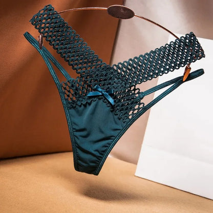 Women’s Ice Silk Thong Panties - Low Waist Cross-Cut Sexy Lingerie