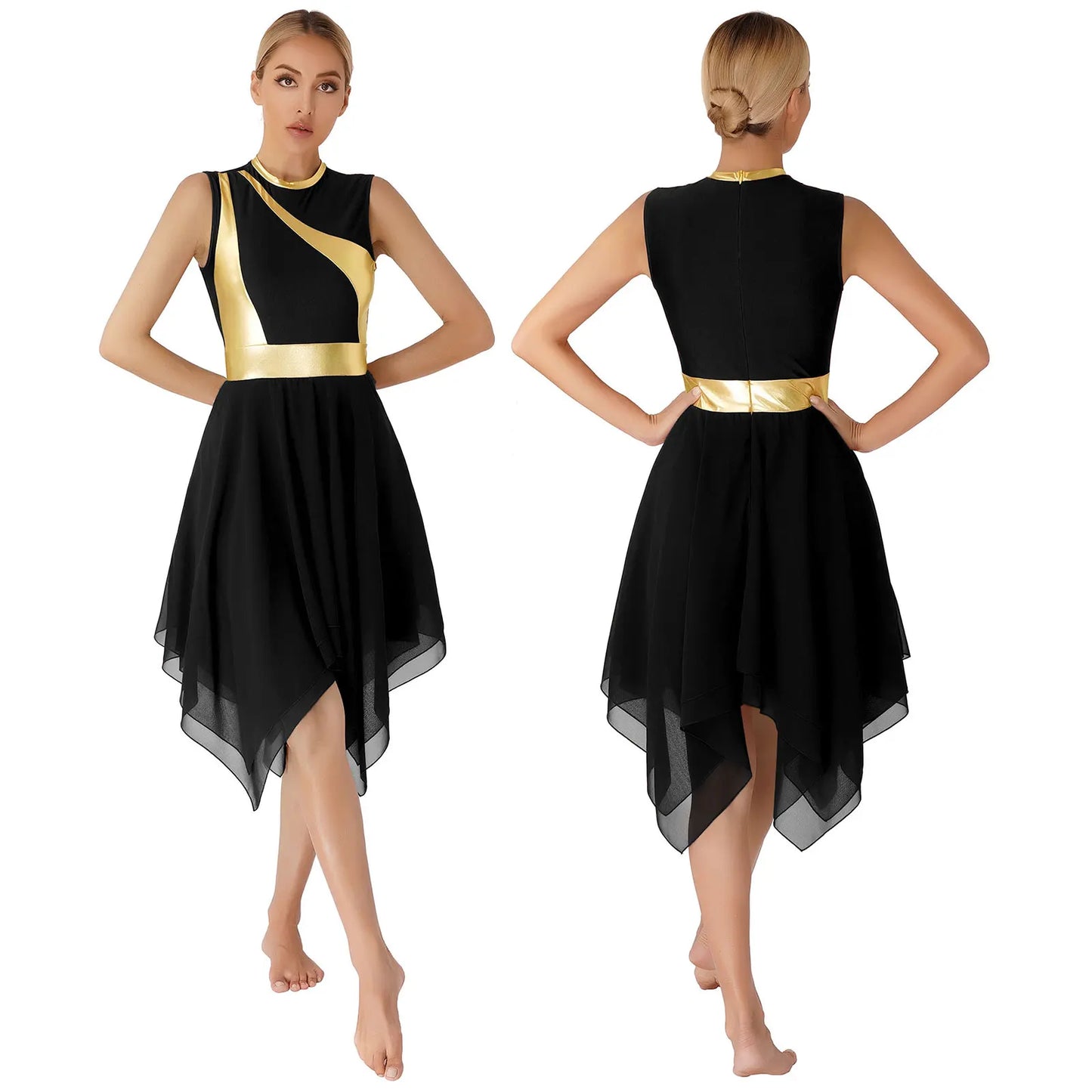 Women's Praise Dance Dress - Modern Liturgical Church Choir Costume with Irregular Hem for Ballet & Contemporary Dance