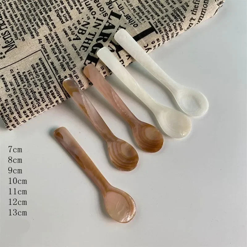 Mother of Pearl Shell Spoon 9-13CM — Natural Seashell Stirring Spoon for Coffee & Desserts