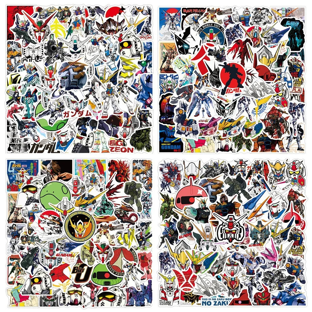 Anime & Gundam Sticker Set - 100/200-Piece Waterproof DIY Decals for Luggage, Laptops, Cars and More