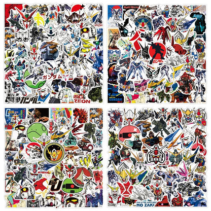 Anime & Gundam Sticker Set - 100/200-Piece Waterproof DIY Decals for Luggage, Laptops, Cars and More