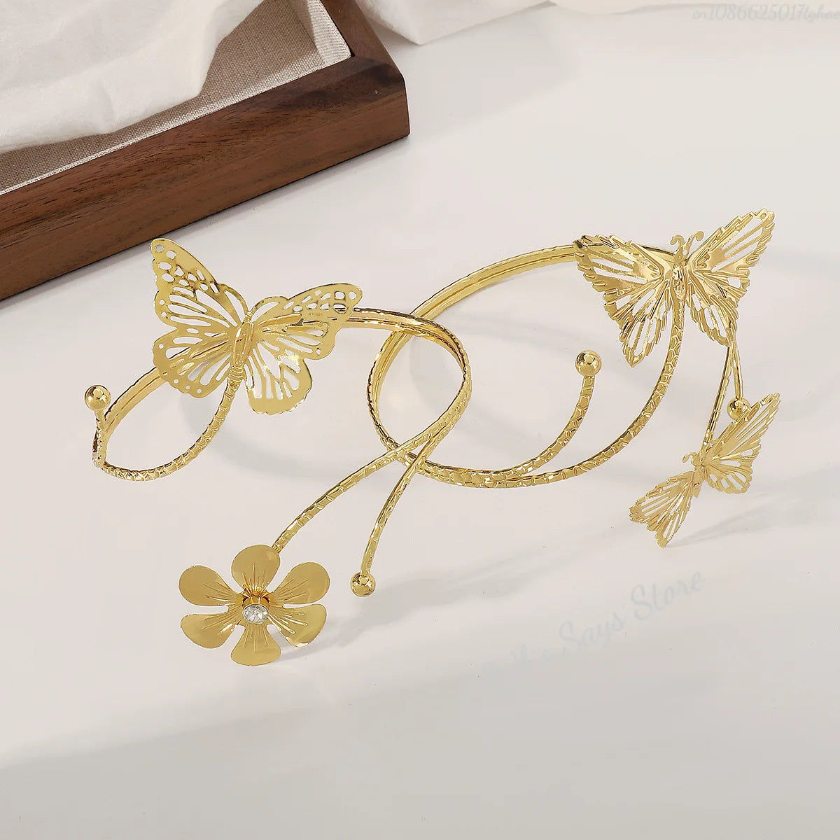 Lacteo Geometric Twisted Upper Arm Cuff Bracelet – Adjustable Water Drop Bangle for Women