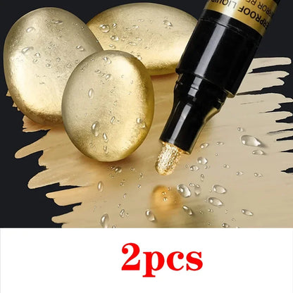 3/2/1PCS Chrome Mirror Marker Pen 2mm – DIY Gold & Silver Permanent Paint Pen for Touch-Up, Model Painting & Marking