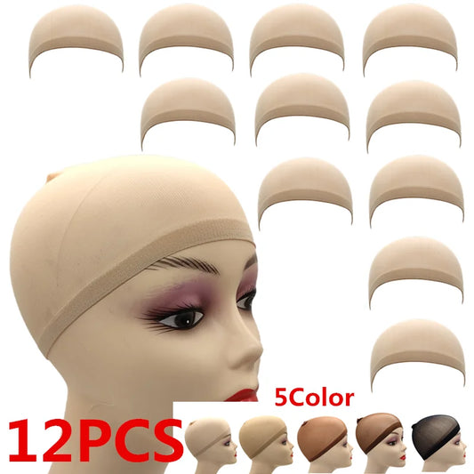 Ventilated Nylon Mesh Wig Cap – Stretchy, Breathable, Extra Thin Stocking Hairnets for Wigs, Available in 1/6/12 Bags