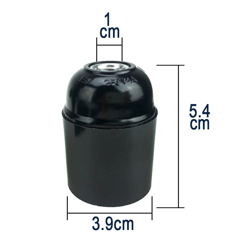 Black E27 Bakelite Lamp Holder - Self-Locking LED Light Bulb Socket with 4A 250V Rating