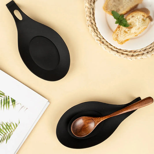 Silicone Spoon Rest and Spatula Holder - Heat-Resistant Kitchen Utensil Placemat Tray