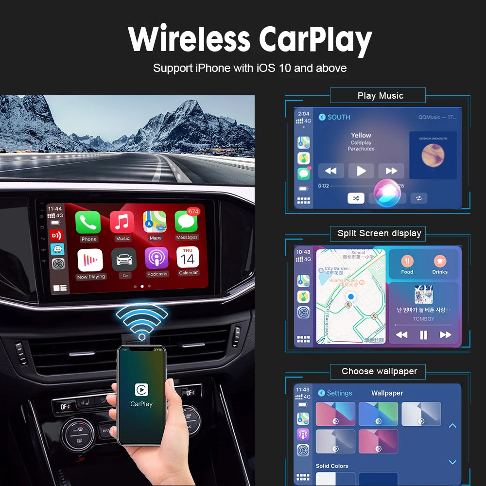 CarlinKit Wireless CarPlay & Android Auto USB Adapter – Wireless Dongle for Car Multimedia, MirrorLink, Waze & Spotify