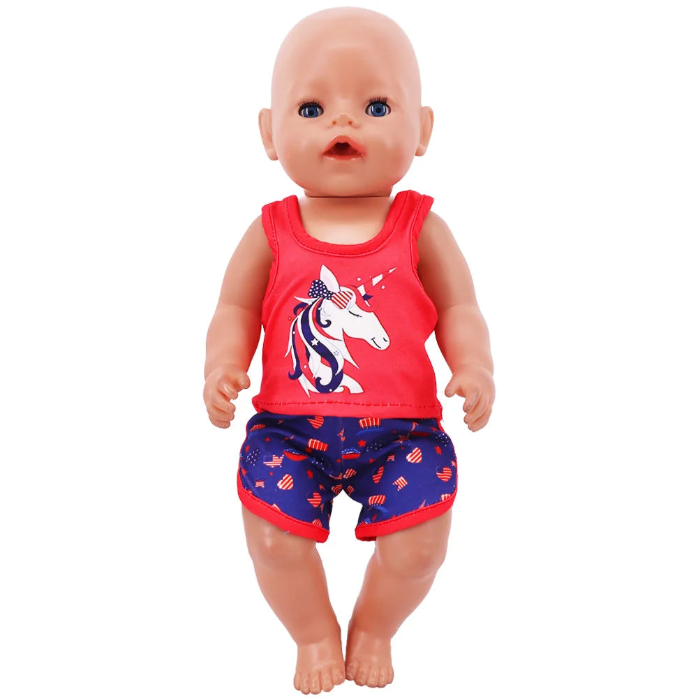 Doll Clothes Multi-Style Daily Set – Pajamas & Home Wear for 43cm Born Baby Dolls & 18-Inch American Dolls, Our Generation Toy Gift
