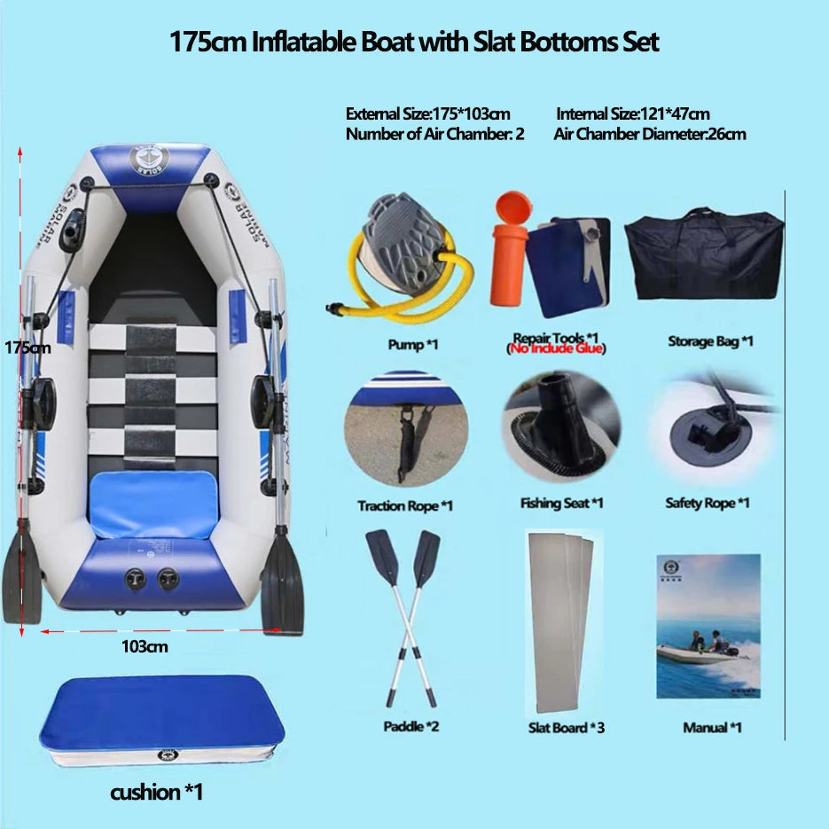 PVC 3-Layer Inflatable Boat – Wear-Resistant Fishing Kayak for 2-6 Persons, Rowing Canoe & Sports Boat