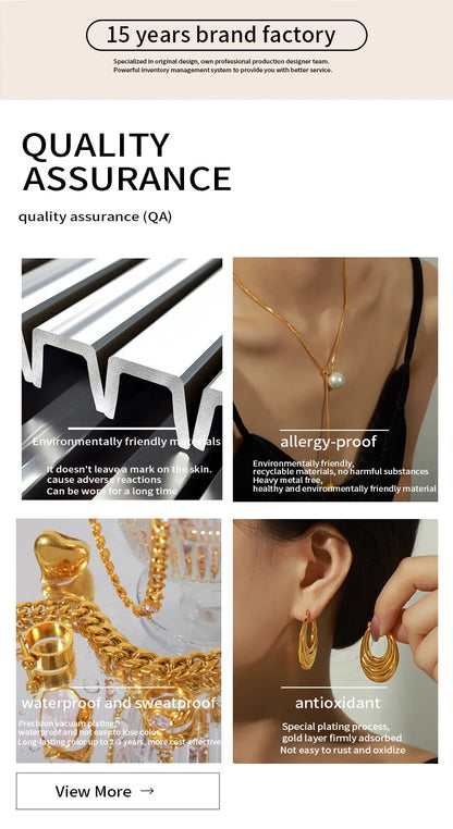 316L Stainless Steel Gold Plated Oval Ring – Large Luxury Waterproof Women’s Jewelry