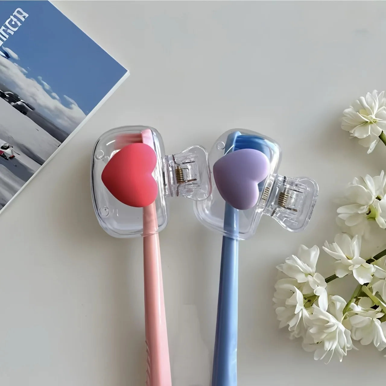 Portable Toothbrush Covers - Hygienic Toothbrush Head Protector Caps & Storage Clips