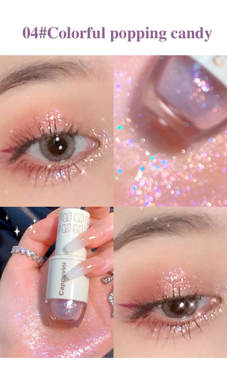 Cappuvini Star Dots Liquid Eye Shadow, Pearlescent High Gloss, Fine Flashing for Easy Application, Dazzling Liquid Eye Shadow