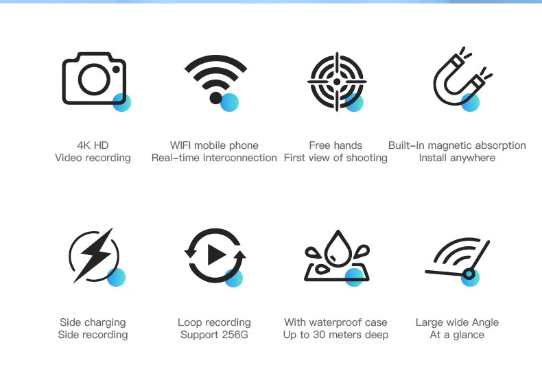 Pocket 4K Mini Magnetic Camera – Wearable Waterproof WiFi Cam for Cycling, Vlogging & Home Use